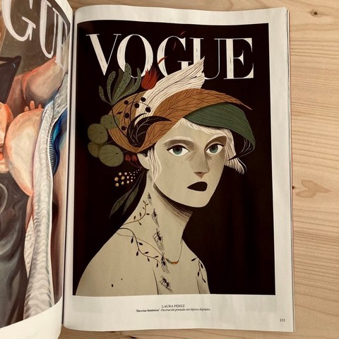 Portada de Vogue “Narciso botánico”, de la ilustradora Laura Pérez 