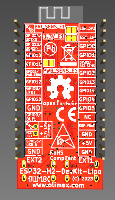 ESP32-H2-DevKit-LiPo Open Source Hardware board is ready for prototyping
