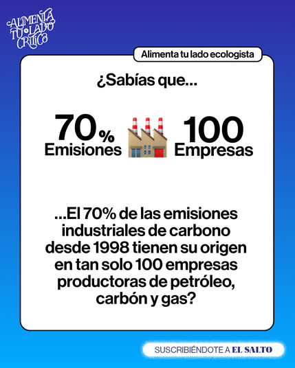 El 70% de las emisiones industriales de carbono desde 1998 tienen su origen en tan solo 100 empresas productoras de petróleo, carbón y gas