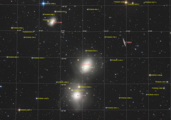 astrofotografie, astronomie, astronomy, astrophotography, dorado, dorado group, galaxy, galaxy cluster, ic, ic2058, ngc, ngc1546, ngc1549, ngc1553, schwertfisch