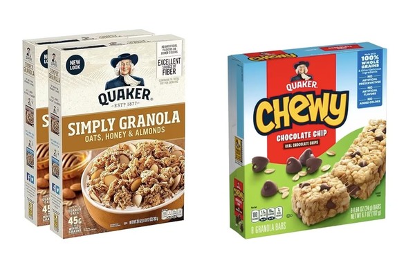 Boxes of recalled Quaker Oats products. 