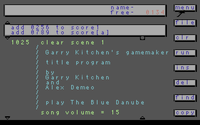 Screenshot of Game Maker on the Commodore 64 but with the Uni9 font