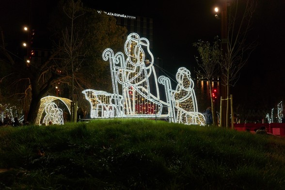 Sleigh in Plaza de España, Madrid.