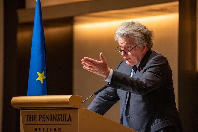 Thierry Breton, commissaire européen au marché intérieur, à Pékin le 10 novembre 2023. © Photo Union Européenne / Hans Lucas via AFP