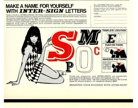 A 1969 advert for Inter-sign letters.