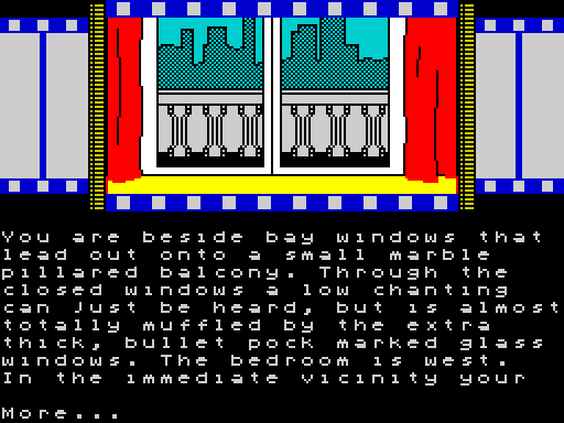 Screenshot of Ronnie Goes to Hollywood on the ZX Spectrum but with the Atari ST 6x6 font
