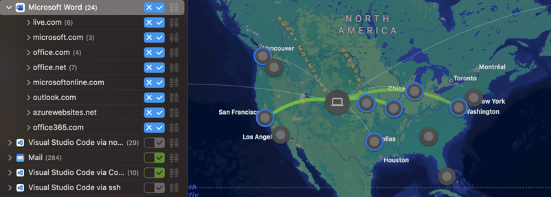 Screenshot from Little Snitch of network connections for MS Word for Mac.
