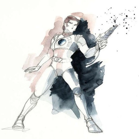 Aquarell, das Bild stellt Captain Future dar, der Künstler nennt sich "cap-flam"