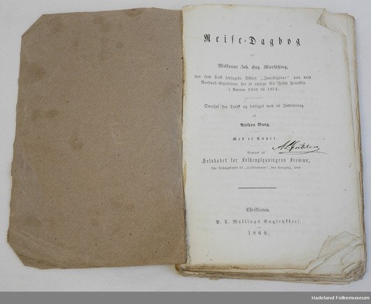 Titelseite des 1860 in dänischer Sprache erschienenen Arktis-Tagebuchs von Miertsching ("Reise-Dagbog")