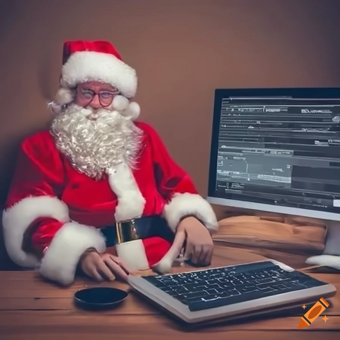 Santa working the Helpdesk