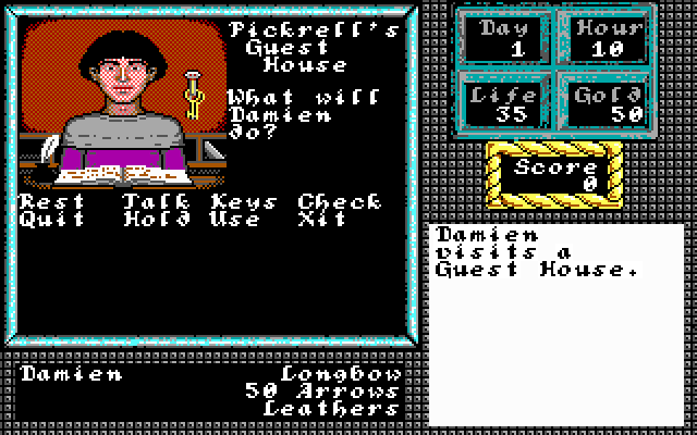 Screenshot of The Keys to Marmon on the IBM PC in DOS but with the Vilas9 font