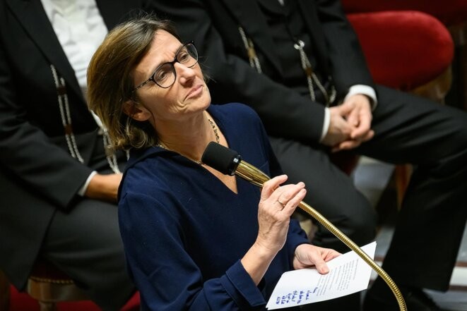 Agnès Firmin-Le Bodo à l’Assemblée nationale, le 20 décembre 2023. © Photo Eric Tschaen / REA