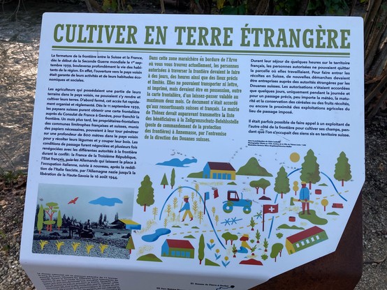 Information sign about the practical effects of the border on local farmers
