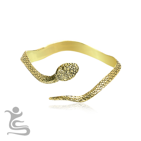 Snake brass bangle