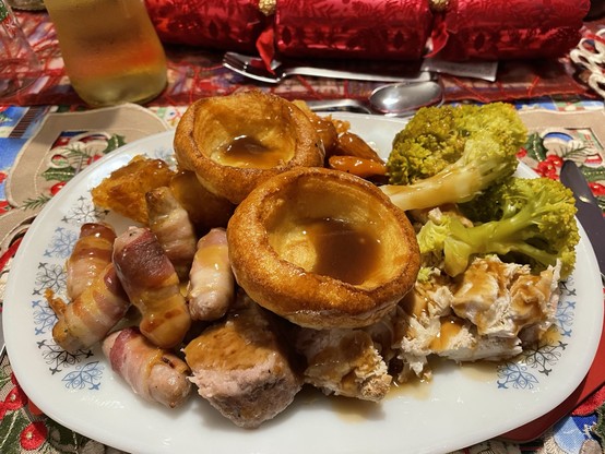 Roast turkey and all the trimmings with gravy on