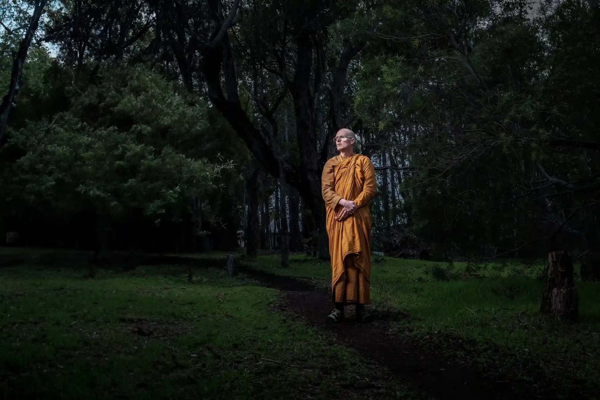 Ajahn Appicchato at his monastery south of Perth. The monks of the Bodhinyana monastery are fighting the WA government over a minerals exploration application in the jarrah forests that overlap the