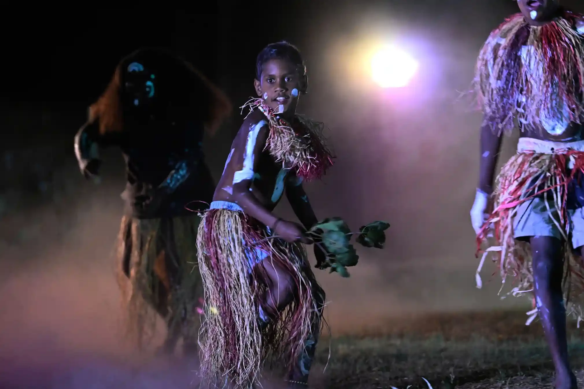 Kawadji Wimpa dance team at the Laura Quinkan dance festival in far north Queensland.