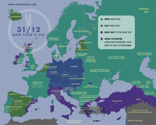 New year eve in different languages