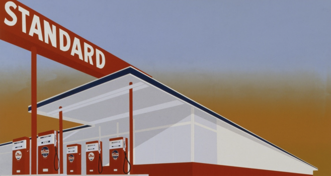 Screenshot of Ed Ruscha's, Standard Station, 1966.