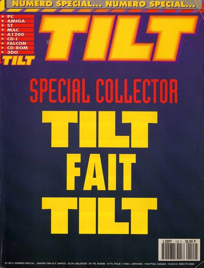 Couverture du dernier numéro du magazine Tilt avec écrit "Tilt fait tilt" en jaune sur fond bleu.