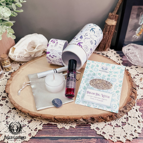 A photo of the exclusive "Dream Big, Witch! Spell Kit" product from Inked Goddess Creations.