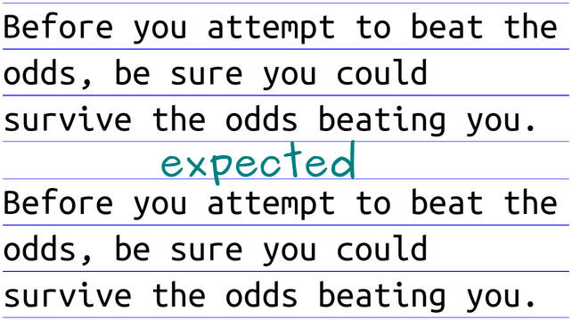 Screenshot. Shows two paragraphs, each with thin horizontal blue lines perfectly aligned in between lines of text.