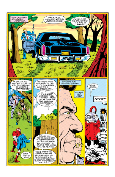 another page, a limo is parked, men in the government are making phone calls, plans being made, things of that shadowy nature 