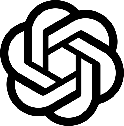 OpenAI logo.  Six-sided interlocking lines.