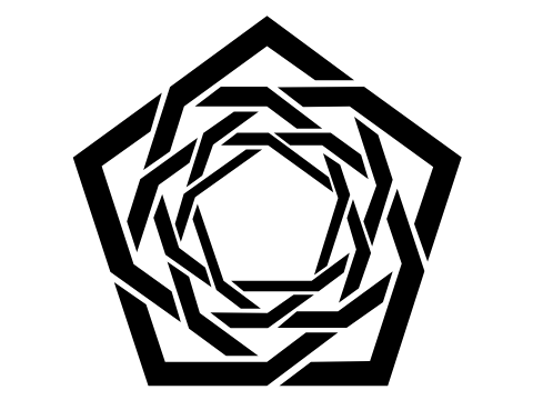 Carpenter Brut logo.  Five-sided interlocking lines.
