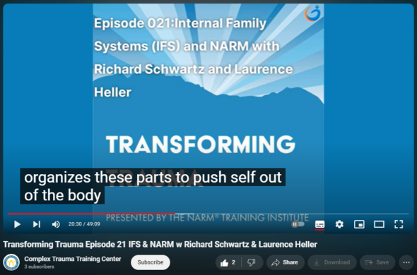 Transforming Trauma Episode 21 IFS & NARM w Richard Schwartz & Laurence Heller
https://www.youtube.com/watch?v=yRTHacVAwdk

6 views  4 Jan 2024
Transforming Trauma host Sarah Buino facilitates a ground-breaking discussion between Richard Schwartz, PhD, founder of the Internal Family Systems model (IFS) and Laurence Heller, PhD, founder of the NeuroAffective Relational Model (NARM).  Pioneers in the mental health and trauma fields, Drs. Schwartz and Heller discuss each other’s work and reflect on the intersections of the IFS and NARM models.

While many think of IFS and NARM as being models for trauma, Drs. Schwartz and Heller acknowledge that the similar focus of both IFS and NARM is truly on the Self, that internal place within us all that provides the foundation for our lives despite the complexity of wounding and traumas that one has experienced. Although aspects of ourselves can become damaged and distorted by trauma, Drs. Schwartz and Heller both agree with a non-Western perspective that the Self “in its undamaged state is in everybody” (Schwartz) and “always remains undamaged.” (Heller).  Dr. Heller says, “I talk about the spontaneous movement and all of us is towards healing connection…Our role as therapist is to support an organic coming back to the source, going back to the deeper connection. And so the NARM work explores what gets in the way of that kind of integration.”  Both IFS and NARM are oriented around supporting the organic process of individuals returning