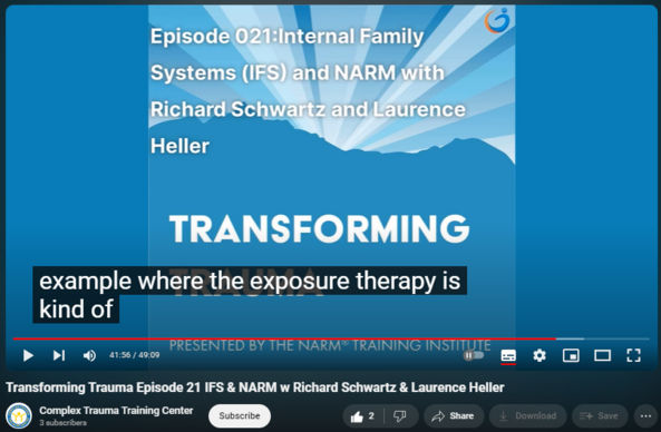 Transforming Trauma Episode 21 IFS & NARM w Richard Schwartz & Laurence Heller
https://www.youtube.com/watch?v=yRTHacVAwdk
Dr. Heller shares with Dr. Schwartz that throughout the years of teaching NARM, many people have remarked on the similarities between the IFS and NARM models. This feedback fueled the intention for bringing Drs. Schwartz onto the Transforming Trauma podcast to give an opportunity for the two to reflect on these important therapeutic models. As they get further into their discussion, they find agreement on many areas and recognize that while they use different language, they are often referring to similar concepts.  Within the frame of each model, they explore the role of the body and somatics, attachment theory, psychopathology, family systems work, the therapeutic relationship, spirituality, and more.