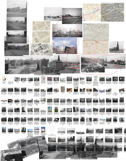 pinboard of connected photos and details joined up by red lines