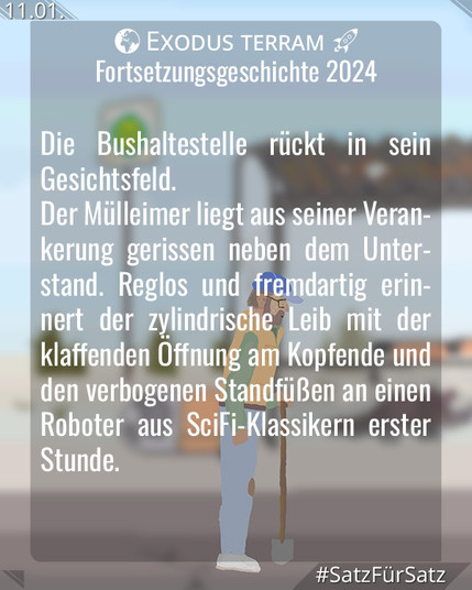 Bild zeigt: verlassene Bushaltestelle an Wüstenstraße