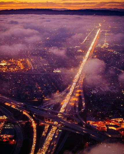 Los Angeles at night in California, USA