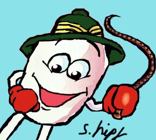 A cartoon drawing done on PC of the Character Dizzy from the old Micro Computer games.