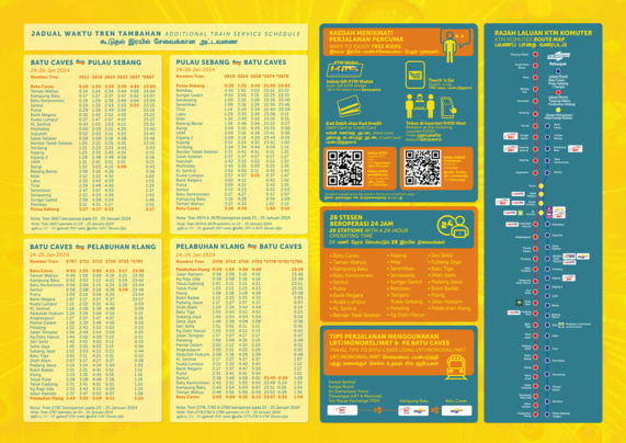 Timetable of additional train service schedule.