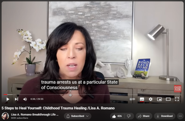 https://www.youtube.com/watch?v=PCJUK0XeHck
5 Steps to Heal Yourself: Childhood Trauma Healing /Lisa A. Romano


4,704 views  10 Jan 2024  Codependency Recovery Podcast: Breaking Free of Codependency For Good
#childhoodtraumahealing  #childhoodtrauma #healingjourney In this video, learn how to heal the effects of childhood trauma using the KISS strategy created by Lisa A. Romano. Learn 5 Key Mental Wellness tips you can ask yourself to raise your level of consciousness around childhood trauma. 

Childhood trauma arrests you at the level of consciousness that is equal to the trauma; therefore, elevating awareness helps to break free of the chains of the past by allowing you to become more consciously aware of where your mind is at any given time. 

The mind is primarily a subconscious vault of past memories, traumas, habitual thoughts, thinking, and feeling. Codependency is a byproduct of being brainwashed to stuff your emotions for the sake of keeping other people happy. To reverse the effects of childhood trauma and to learn how you can heal yourself from childhood trauma, understanding the power of elevating your consciousness is an extremely powerful way to overcome the effects of trauma. 

KISS strategy begins at 9:14, but don't miss the wealth of information offered in the intro of this YouTube video on how you can reverse the effects of childhood trauma.