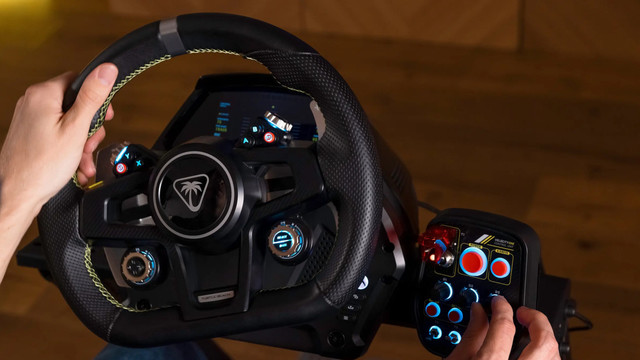 Turtle Beach have entered the sim racing market with the direct drive VelocityOne Race System, which also includes a 3-pedal load cell setup, and the VCU button box, all for a price of £629.99.