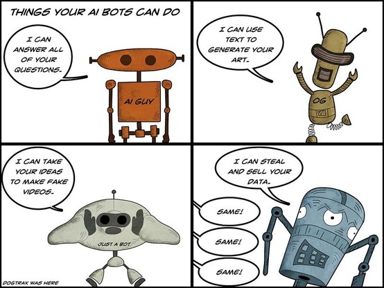 Comic poking fun at AI and critiquing how it steals people's data for its own use