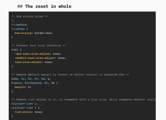 Screengrab of part of the reset