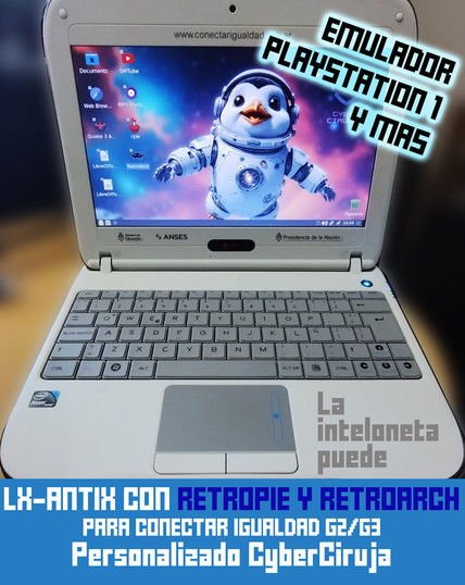 Netbook conectar igualdad g2 con la pantalla de linux con retropie y retroarch instalado