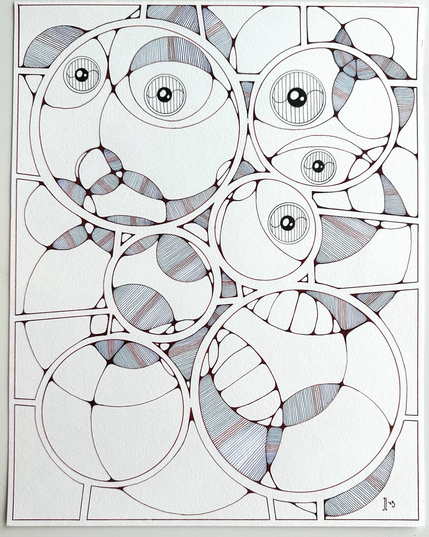 Neurographic kaleidoscopic spherical portrait.