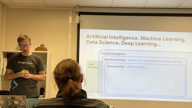 Guillaume Lafarge presenting the glossary surrounding AI at Alpes JUG.