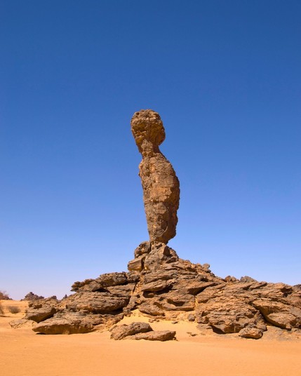 Rock formation called the Finger of Allah in Akakus, Libya