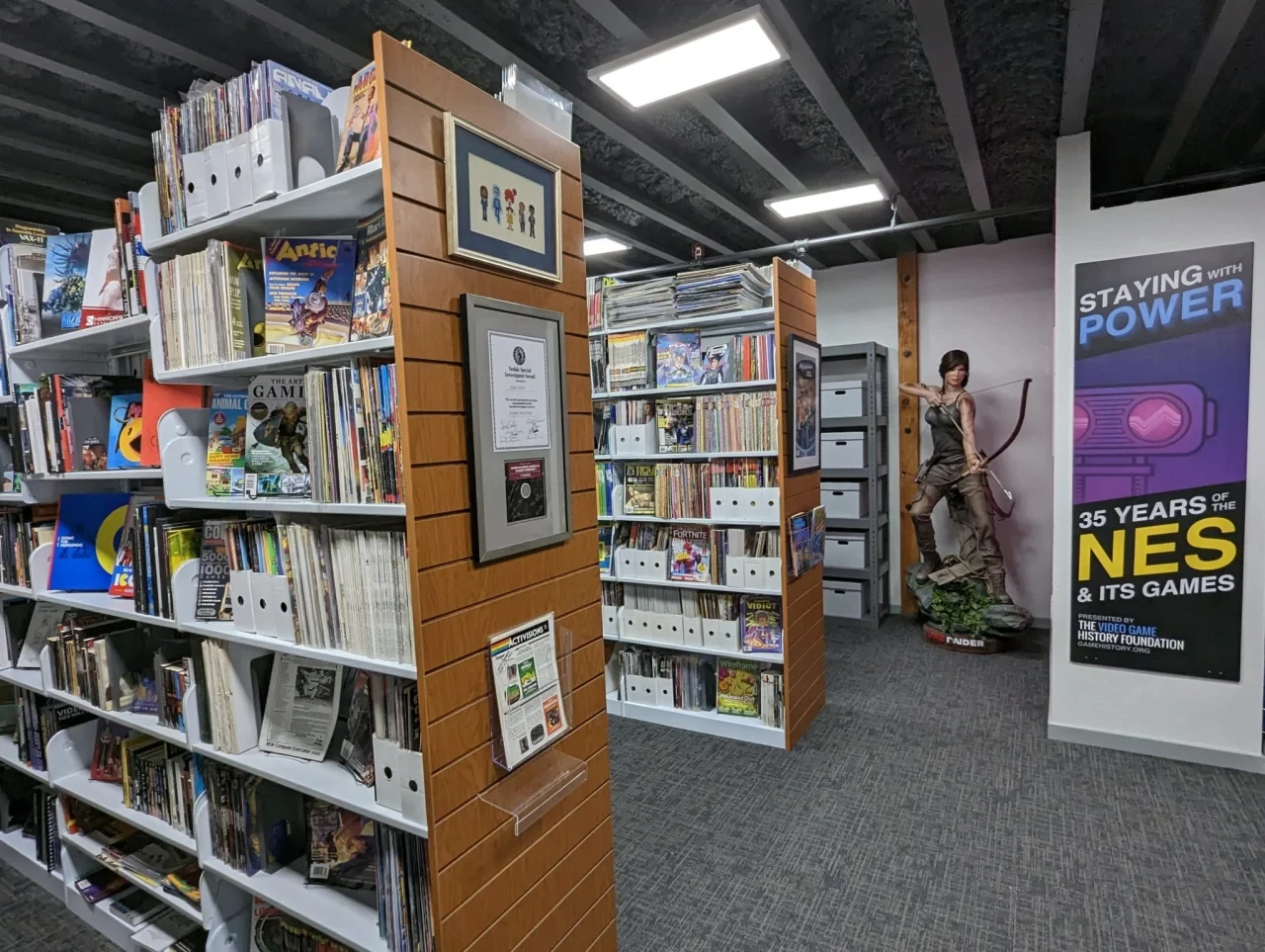 A library of magazines inside the VGHF's headquartiers