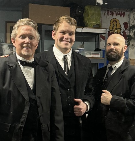 The three actors playing generations of The Lehman family in The Lehman Trilogy and Playhouse on the Square in Memphis. 