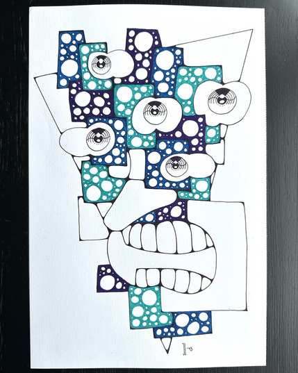 Neurographic, geometric portrait.