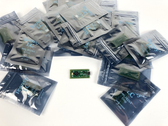 A pile of PJRC Teensy LC boards.