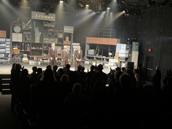 Standing ovation for the openign night of The Lehman Trilogy with the actors on stage following the performance. 