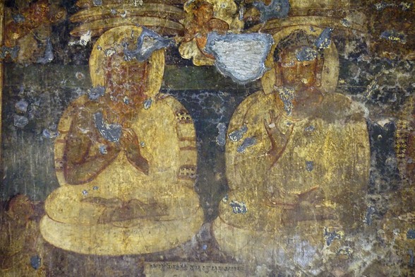 #Ajanta, #India: #Manushi #Buddhas painting in Cave 16.
#BuddhistArt #Buddhism